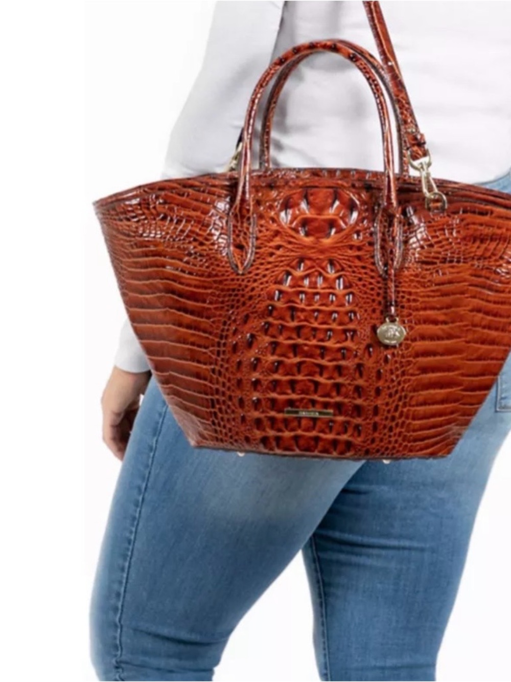 Brahmin Mira Leather Tote Espresso Layton | Large Market Tote - Picture 8 of 8